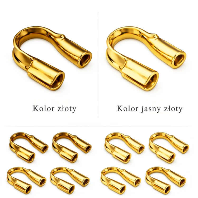 Końcówki do linek i nici 4mm / stal PVD / kolor JASNY ZŁOTY / 20 szt.