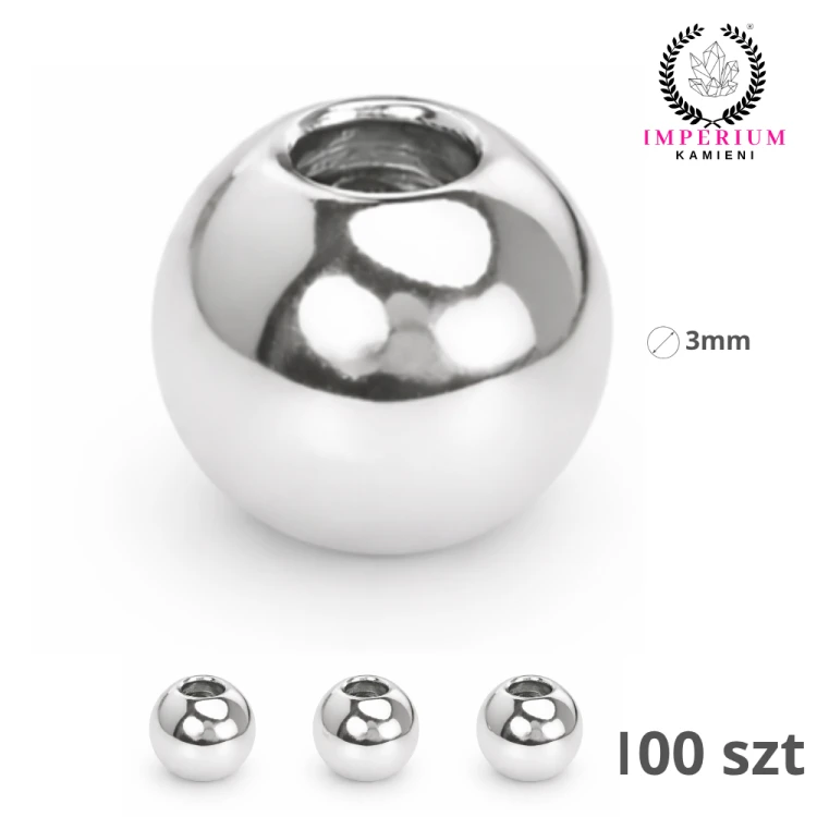 Kulki ozdobne 3mm / stal kolor srebrny / 100szt.