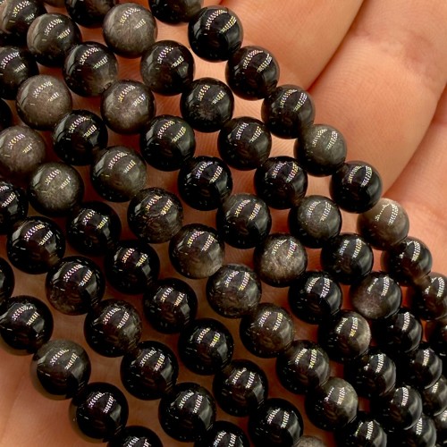 Obsydian Srebrny / kulka gładka / ok. 6mm