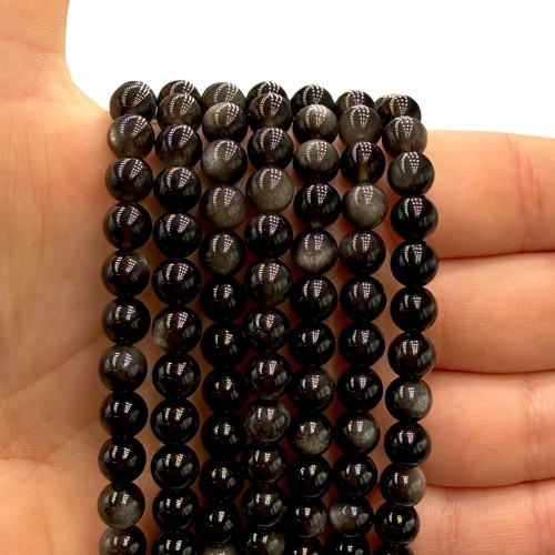 Obsydian Srebrny / kulka gładka / ok. 6mm