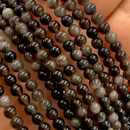 Obsydian Srebrny / kulka gładka / ok. 4mm