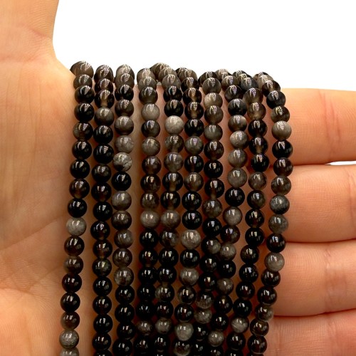 Obsydian Srebrny / kulka gładka / ok. 4mm