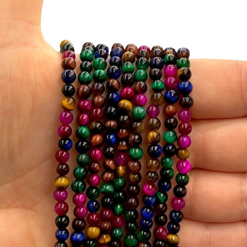 Tygrysie Oko Mix / kulka gładka / ok. 4 mm