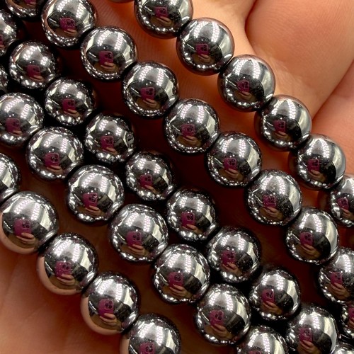 Hematyt kulka gładka / kolor srebrny / ok. 8mm
