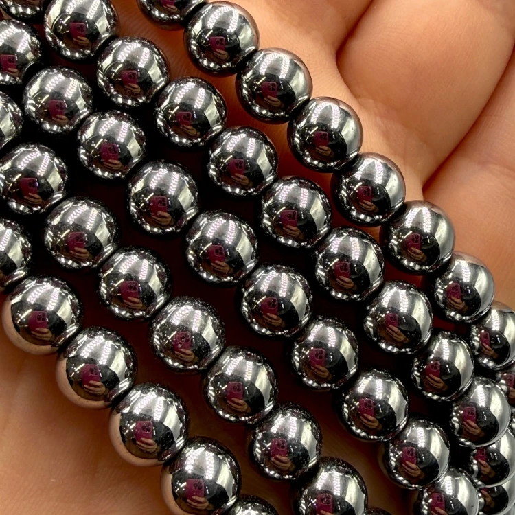 Hematyt kulka gładka / kolor srebrny / ok. 6mm