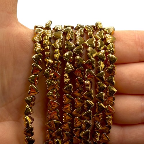 Hematyt Serce / kolor ciepłe złoto / ok. 6mm