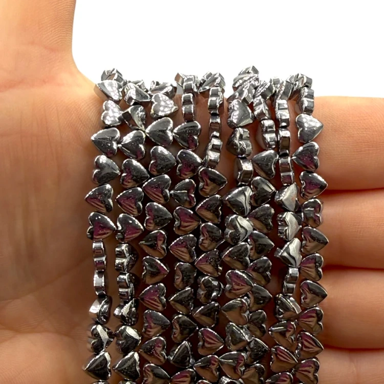 Hematyt Serce / kolor srebrny / ok. 6mm