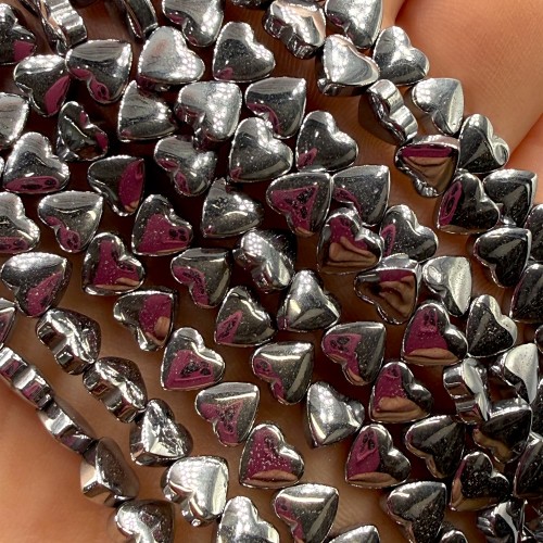 Hematyt Serce / kolor srebrny / ok. 6mm