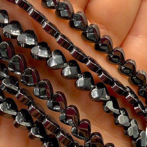 Hematyt Serce fasetowane / kolor czarny / ok. 6mm