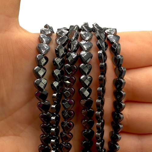 Hematyt Serce fasetowane / kolor czarny / ok. 6mm