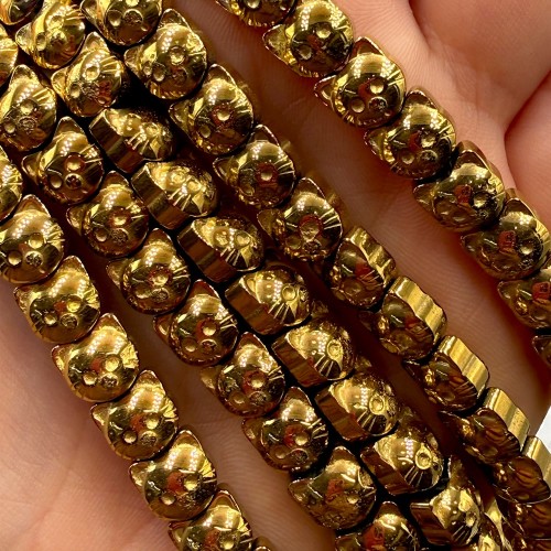 Hematyt Głowa Kotka / kolor ciepłe złoto / ok. 8mm