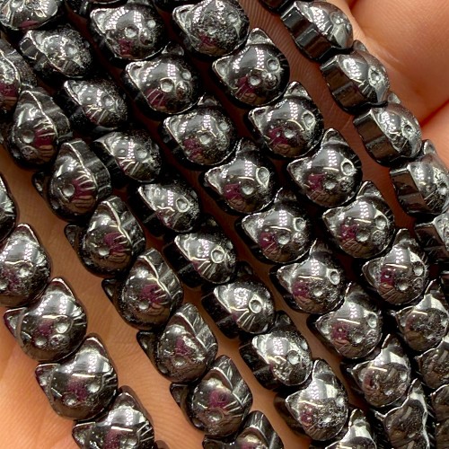 Hematyt Głowa Kotka / kolor czarny / ok. 8mm