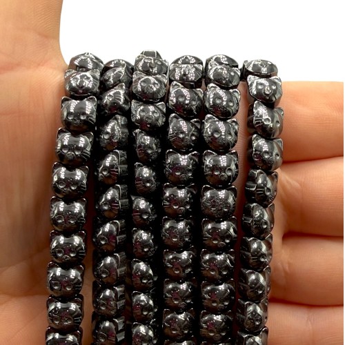 Hematyt Głowa Kotka / kolor czarny / ok. 8mm