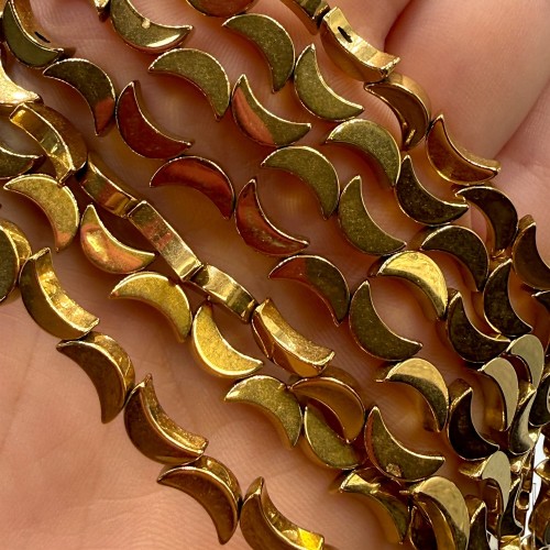 Hematyt Półksiężyc / kolor ciepłe złoto / ok. 5x8mm