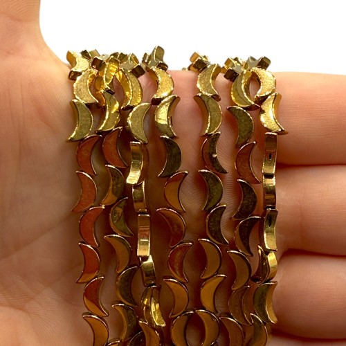Hematyt Półksiężyc / kolor ciepłe złoto / ok. 5x8mm