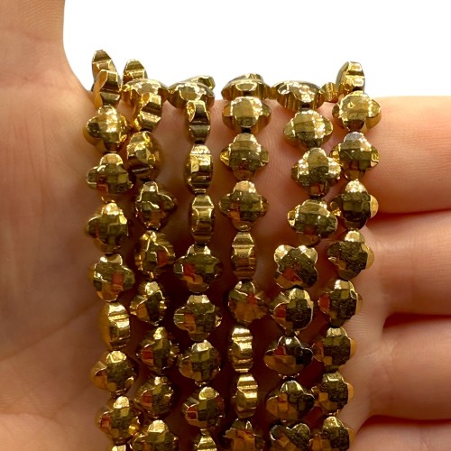 Hematyt Koniczynka Fasetowana / kolor ciepłe złoto / ok. 8x4mm