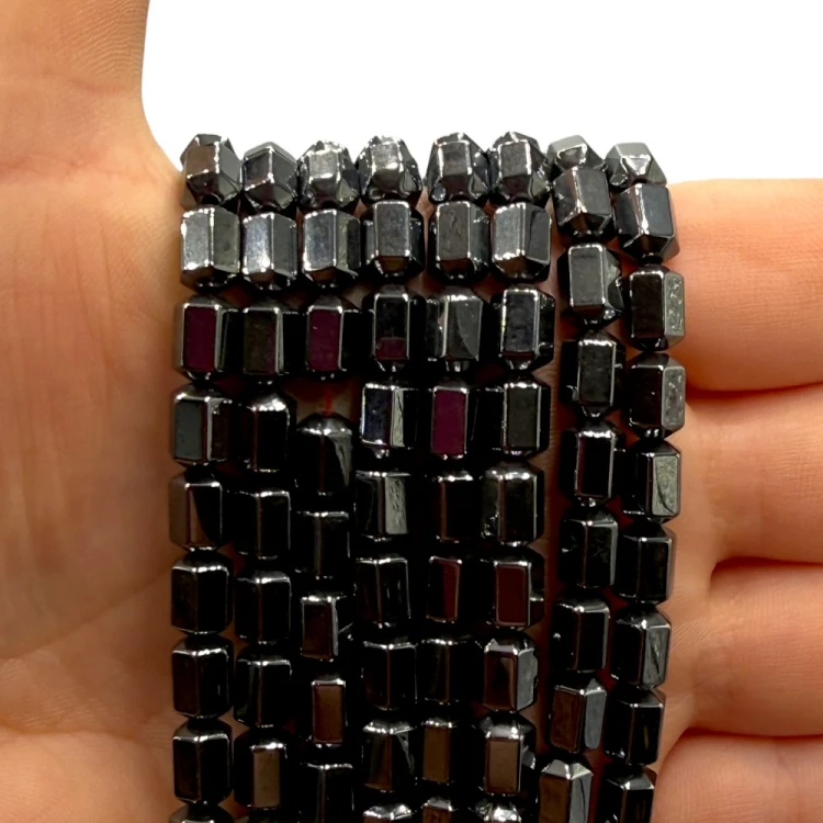 Hematyt Prostopadłościan hexagon / kolor czarny / ok. 5x8mm