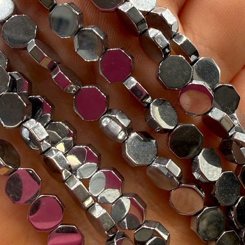 Hematyt Hexagon / kolor srebrny / ok. 6x2mm