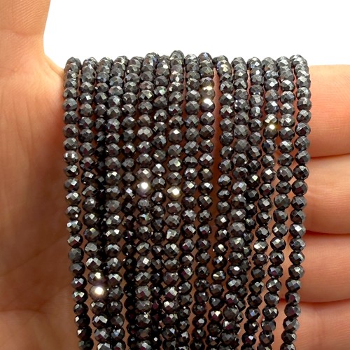 Hematyt kulka fasetowana / kolor czarny / ok. 3mm