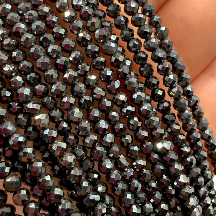 Hematyt kulka fasetowana / kolor czarny / ok. 3mm