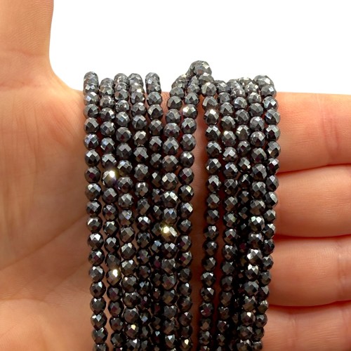 Hematyt kulka fasetowana / kolor czarny / ok. 4mm