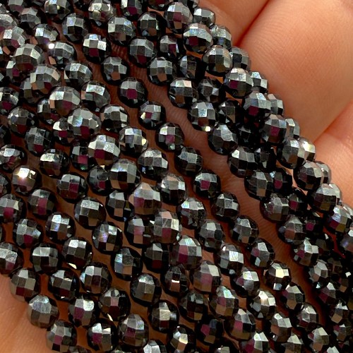 Hematyt kulka fasetowana / kolor czarny / ok. 4mm