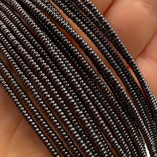 Hematyt Oponka Gładka / kolor czarny / ok. 2x1mm