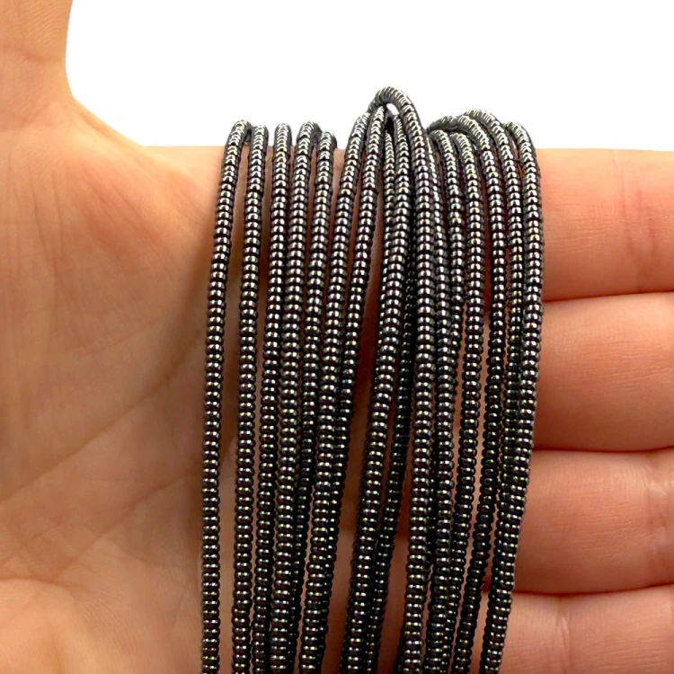 Hematyt Oponka Gładka / kolor czarny / ok. 2x1mm