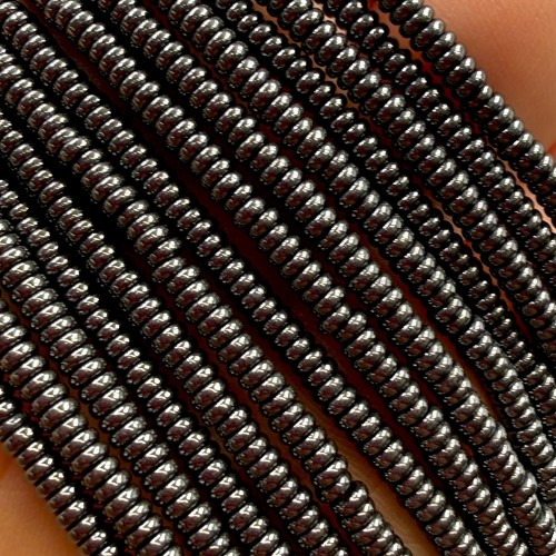 Hematyt Oponka Gładka / kolor czarny / ok. 3x1mm