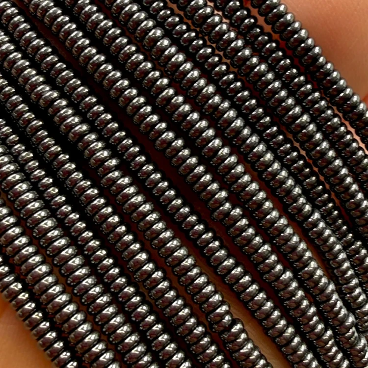 Hematyt Oponka Gładka / kolor czarny / ok. 3x1mm