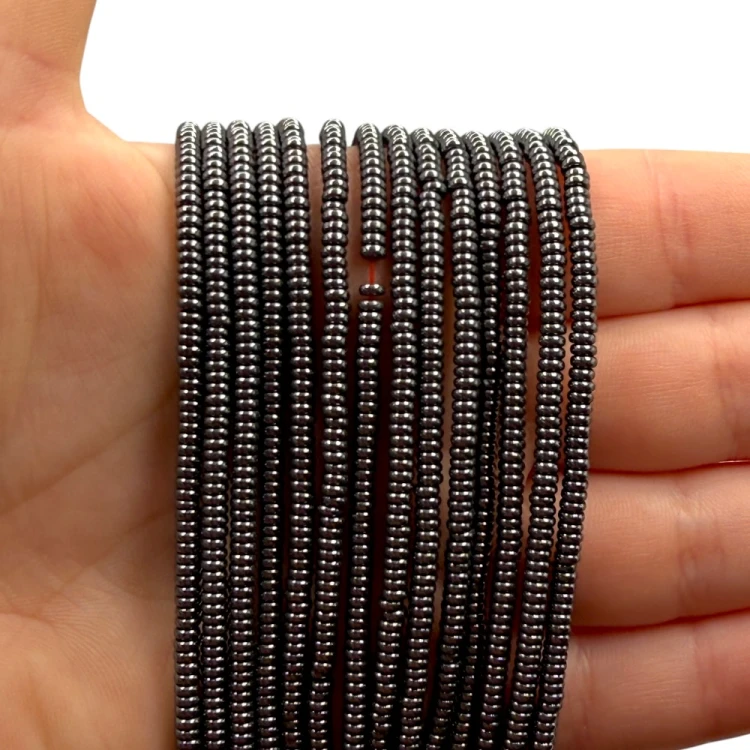 Hematyt Oponka Gładka / kolor czarny / ok. 3x1mm