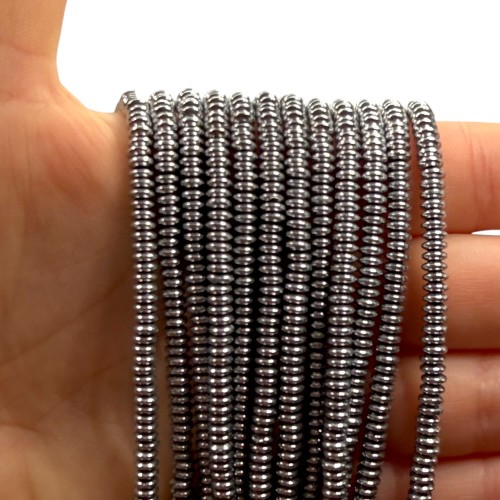 Hematyt oponka talerzyk / kolor srebrny / ok. 4x1mm