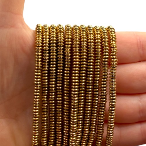 Hematyt oponka talerzyk / kolor ciepłe złoto/ ok. 4x1mm