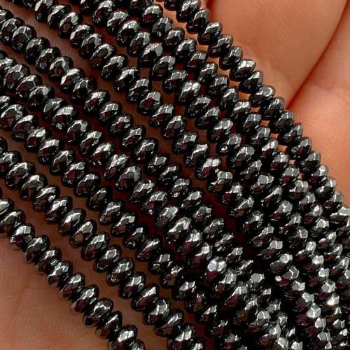 Hematyt Oponka Fasetowana / kolor czarny / ok.4x2mm