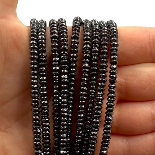 Hematyt Oponka Fasetowana / kolor czarny / ok.4x2mm