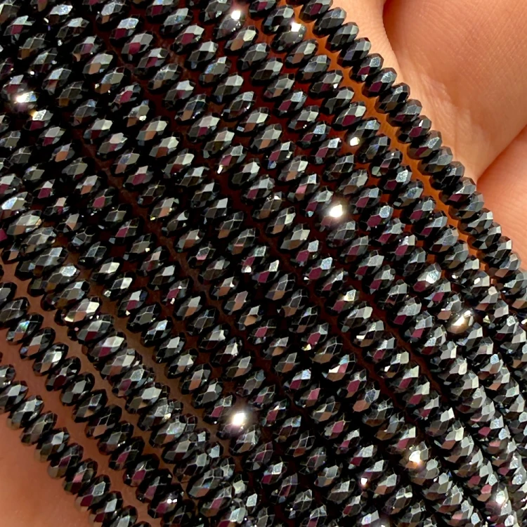 Hematyt oponka fasetowana / kolor czarny / ok.3x1,5mm