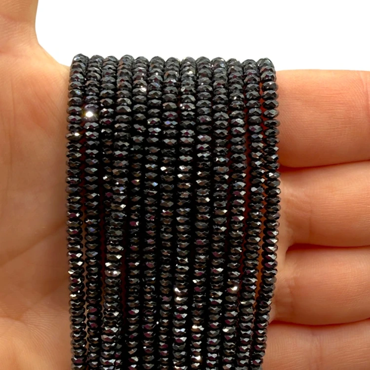 Hematyt oponka fasetowana / kolor czarny / ok.3x1,5mm