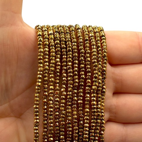 Hematyt Oponka Fasetowana / kolor ciepłe złoto / ok. 3x2mm