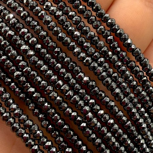 Hematyt oponka fasetowana / kolor czarny / ok.3x2mm