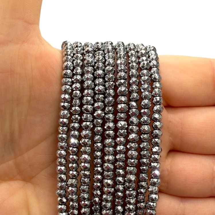 Hematyt Oponka Fasetowana / kolor srebrny / ok.4x3mm