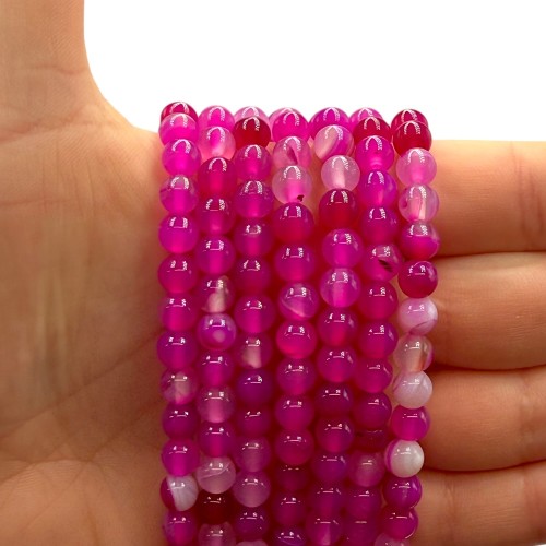 Agat Pasiasty Różowy / kulka gładka / ok. 6mm