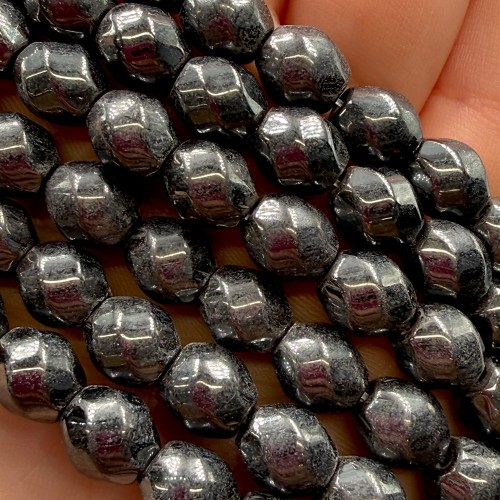 Hematyt baryłka fasetowana / kolor czarny / ok. 8mm