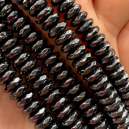 Hematyt Oponka Fasetowana / kolor czarny / ok. 8x3mm