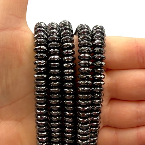 Hematyt Oponka Fasetowana / kolor czarny / ok. 8x3mm