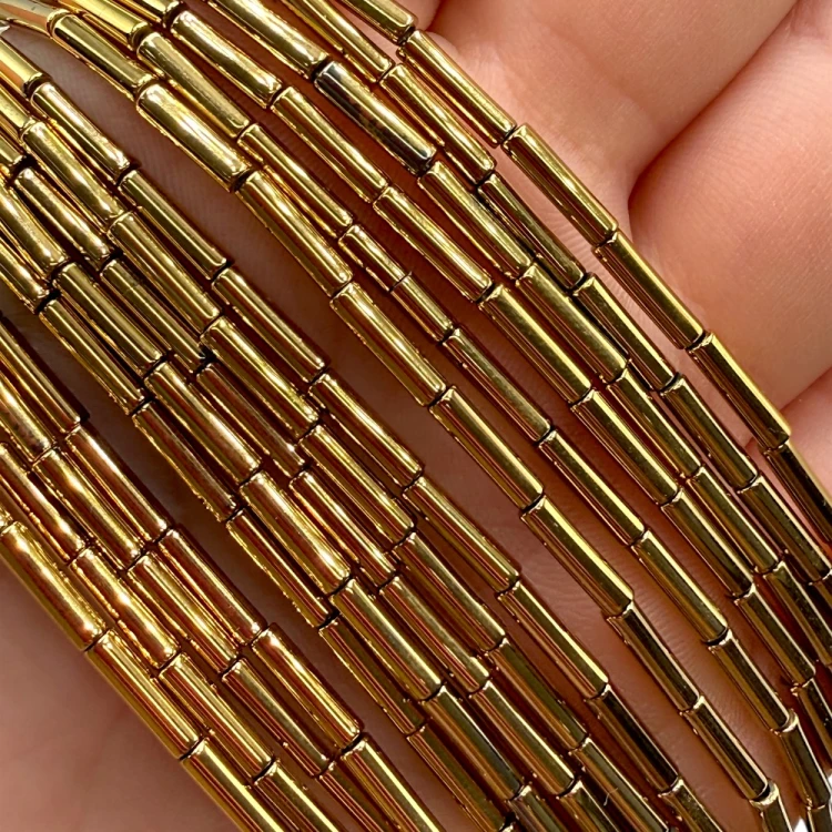 Hematyt Walec Gładki / kolor ciepłe złoto / ok. 2x8mm