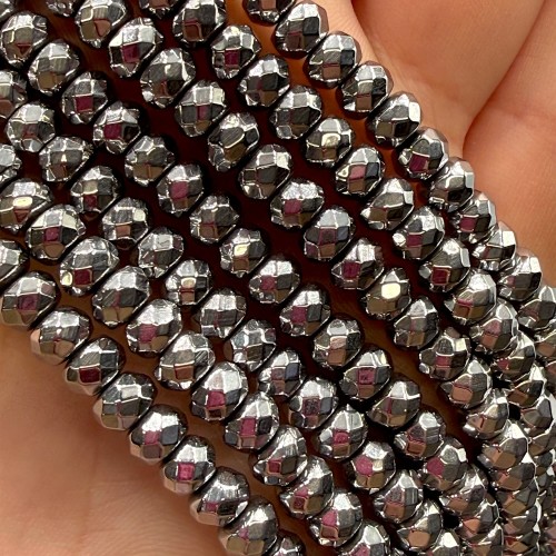 Hematyt Oponka Fasetowana / kolor srebrny / ok.6x4mm