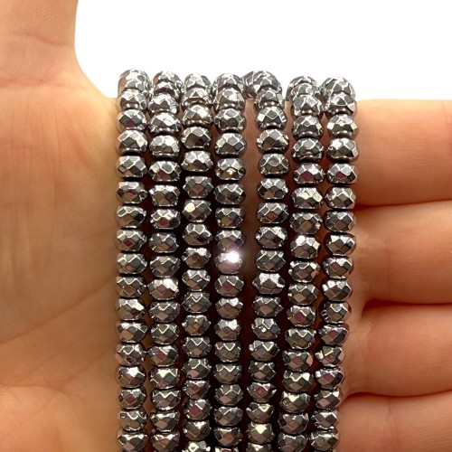 Hematyt Oponka Fasetowana / kolor srebrny / ok.6x4mm