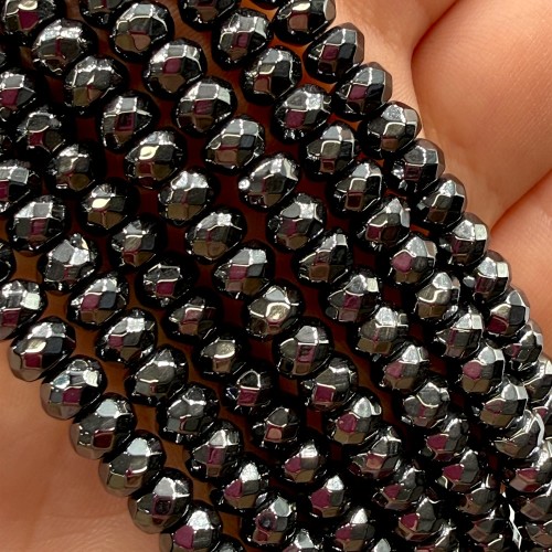 Hematyt Oponka Fasetowana / kolor czarny / ok.6x4mm