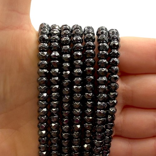 Hematyt Oponka Fasetowana / kolor czarny / ok.6x4mm