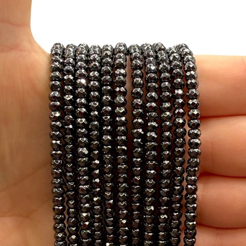 Hematyt Oponka Fasetowana / kolor czarny / ok.4x3mm